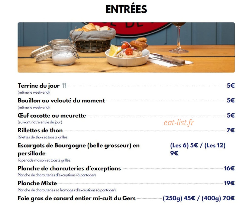Carte et menu de Le Viand'art à Fontainebleau — Les entrées
