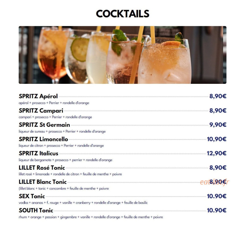 Carte et menu de Le Viand'art à Fontainebleau — Les cocktails