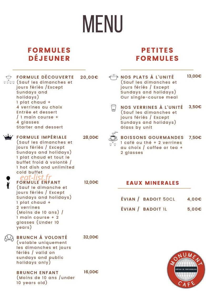 Monument Café — carte page 1