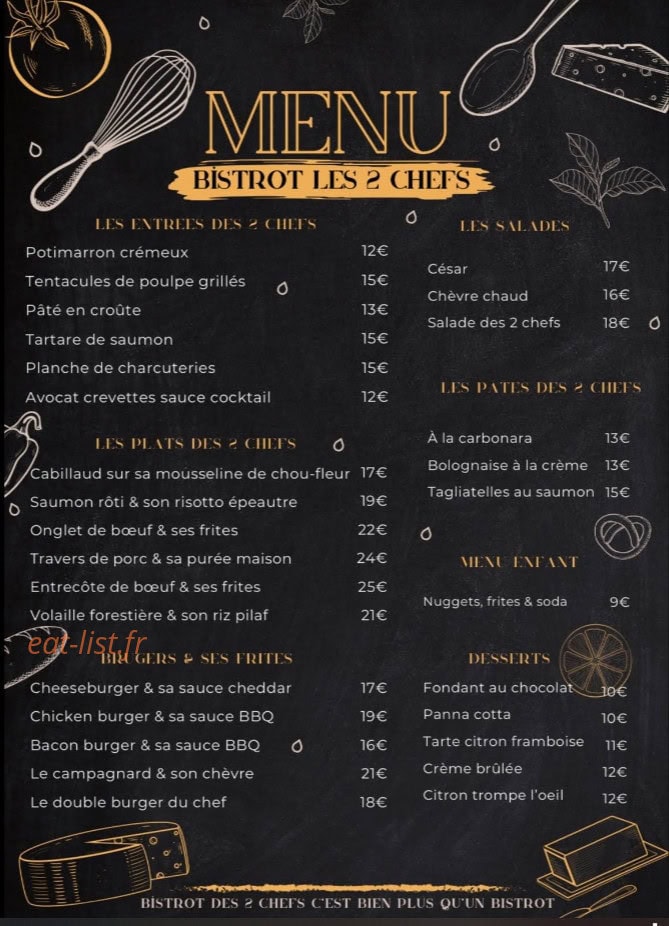 Bistro des 2 chefs — carte page 1