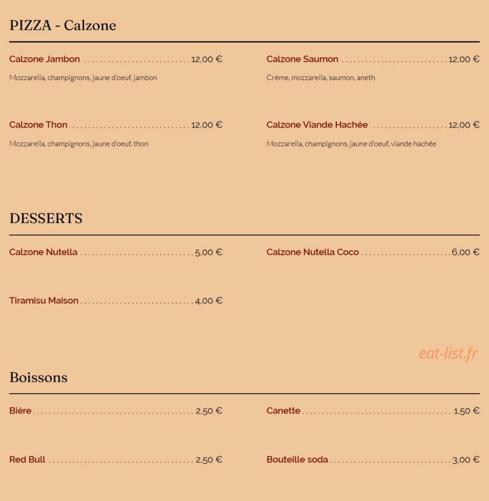 La Pizzaïola — carte page 3