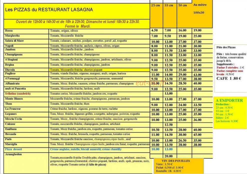 Lasagna — carte page 1
