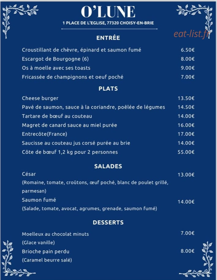 O'Lune — carte page 1