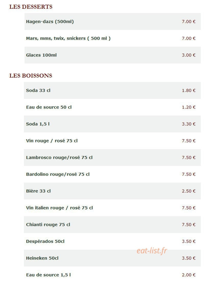 Le Kiosque à Pizzas — carte page 3