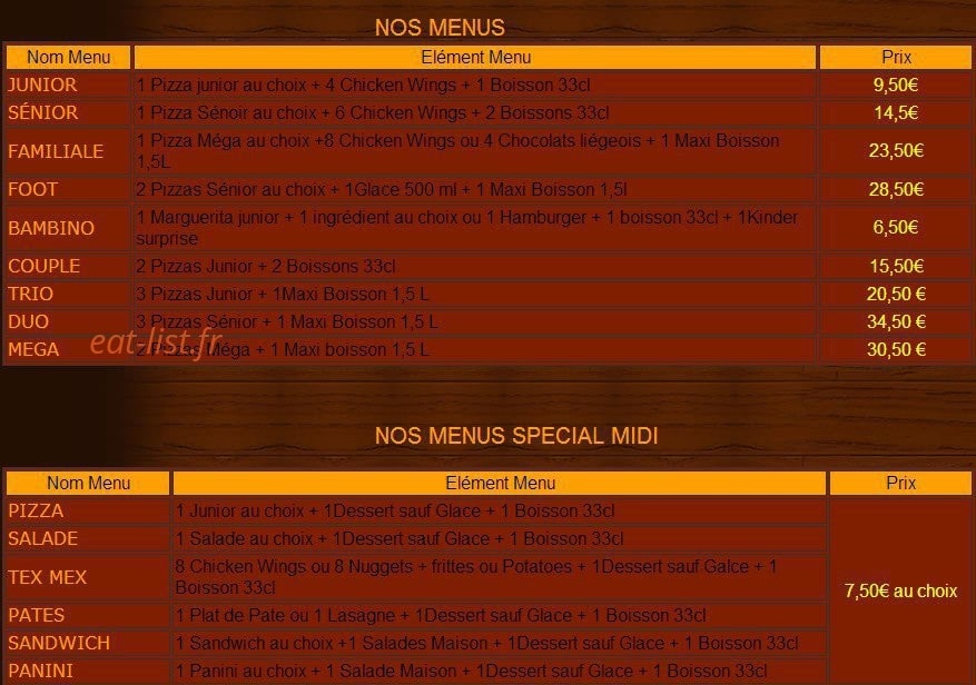 Chrono pizza — carte page 7