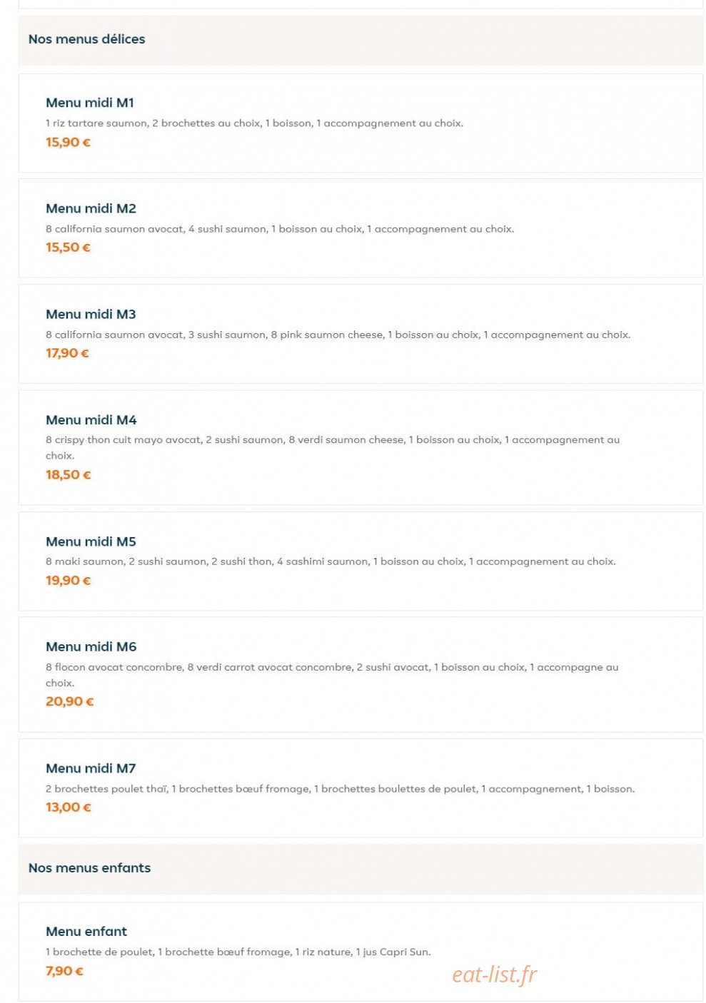 Carte et menu de New York Sushi à Ozoir la Ferriere — Menus