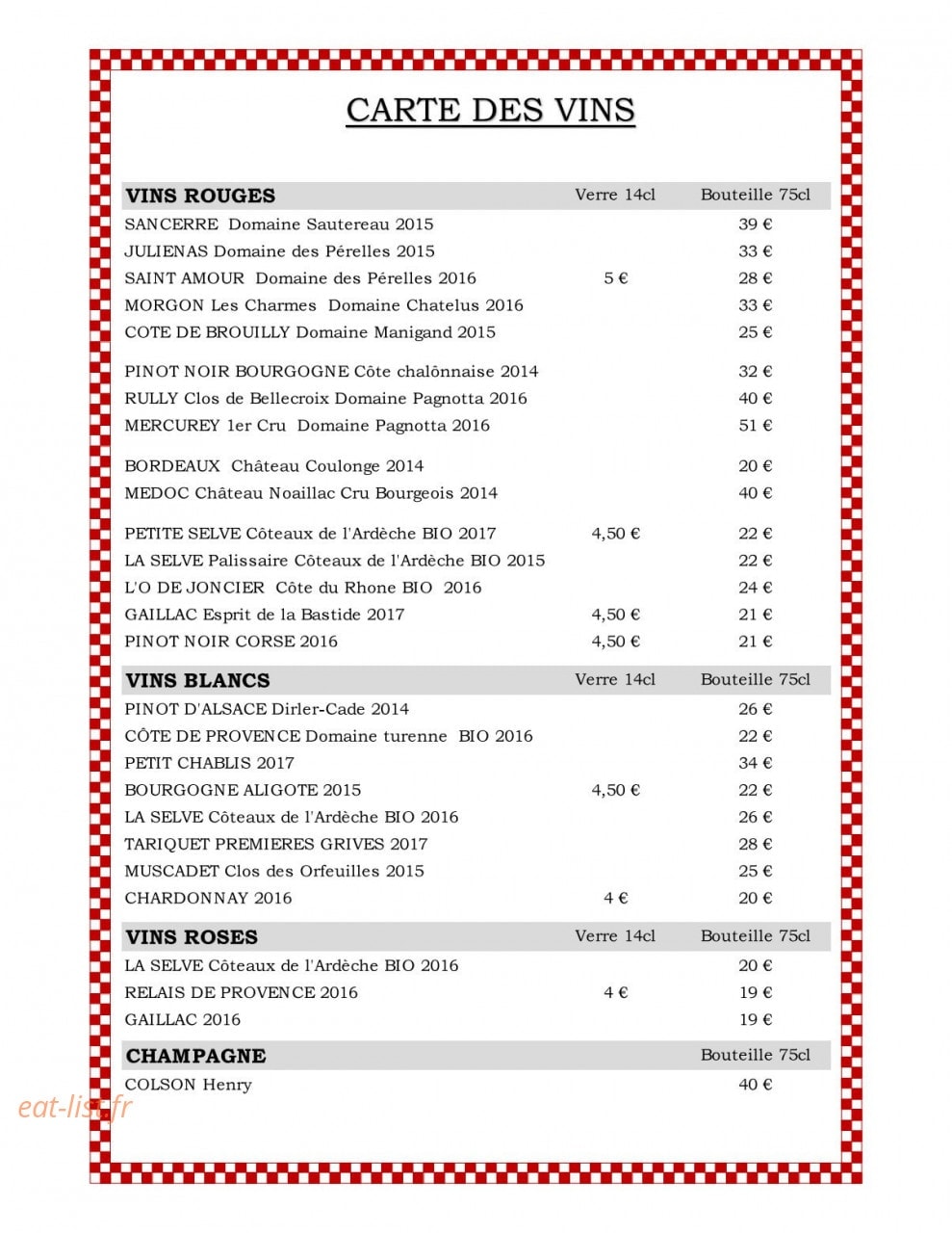 Restaurant Micheline et Paulette — carte page 3