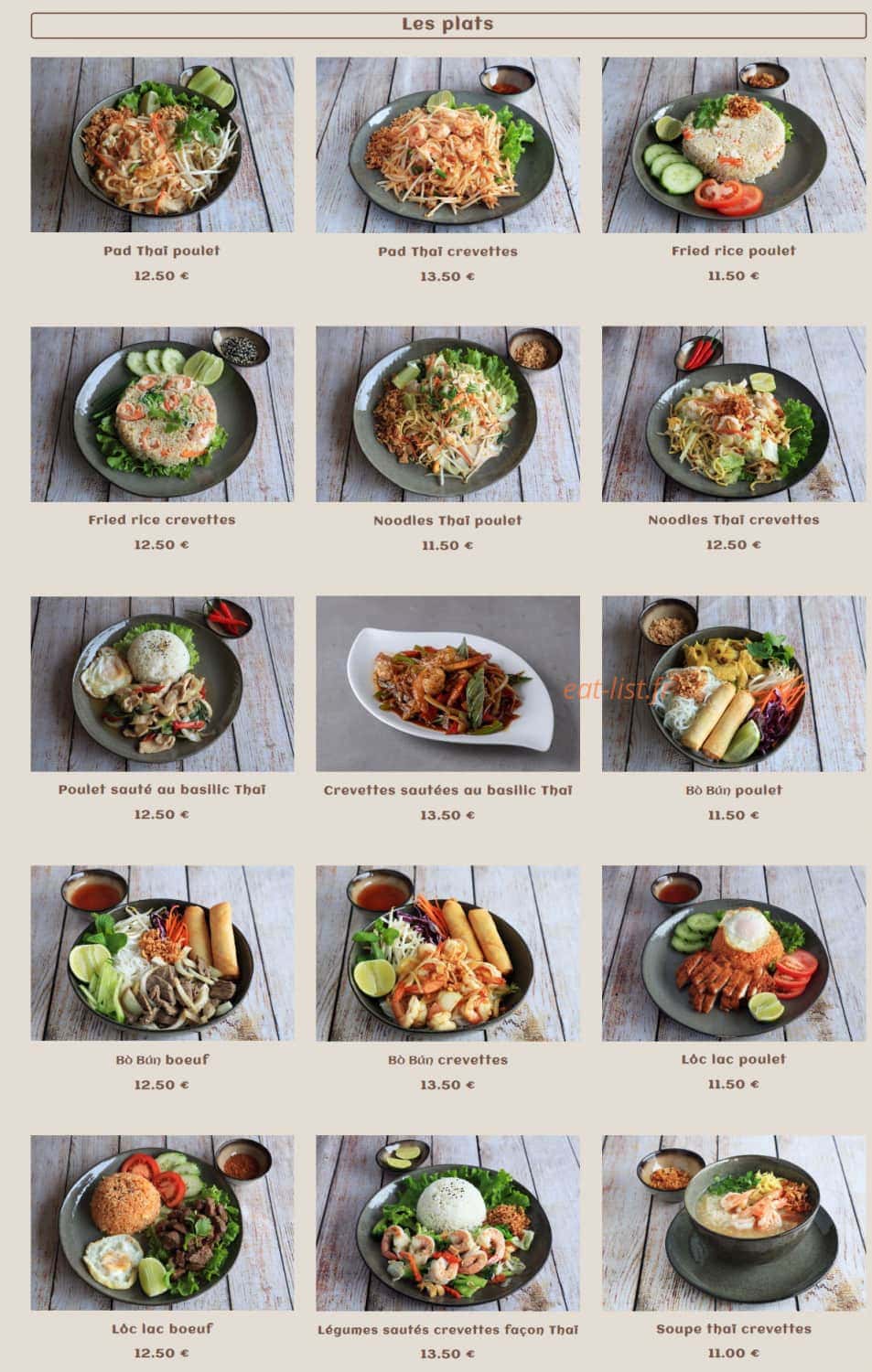 Kwao Thai — carte page 2