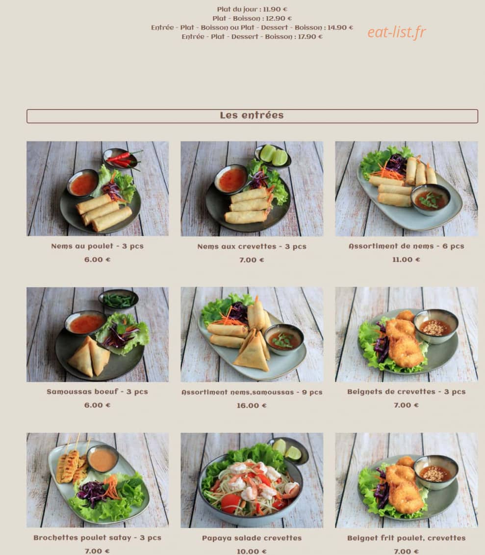 Kwao Thai — carte page 1