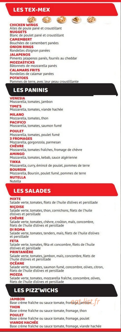Carte et menu de Pizza Hotimes à Pontault Combault — Menu 3