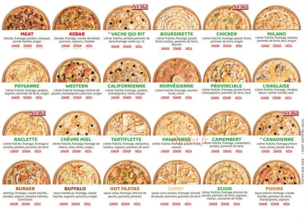 Carte et menu de Pizza Hotimes à Pontault Combault — Menu 2