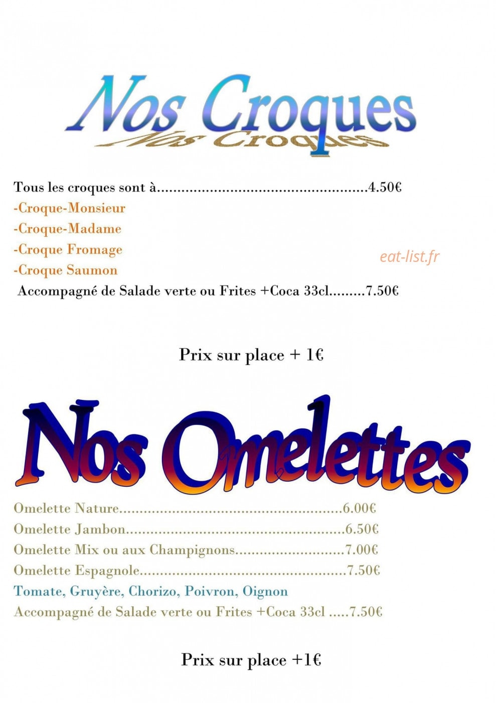 Pontault Pizza — carte page 2