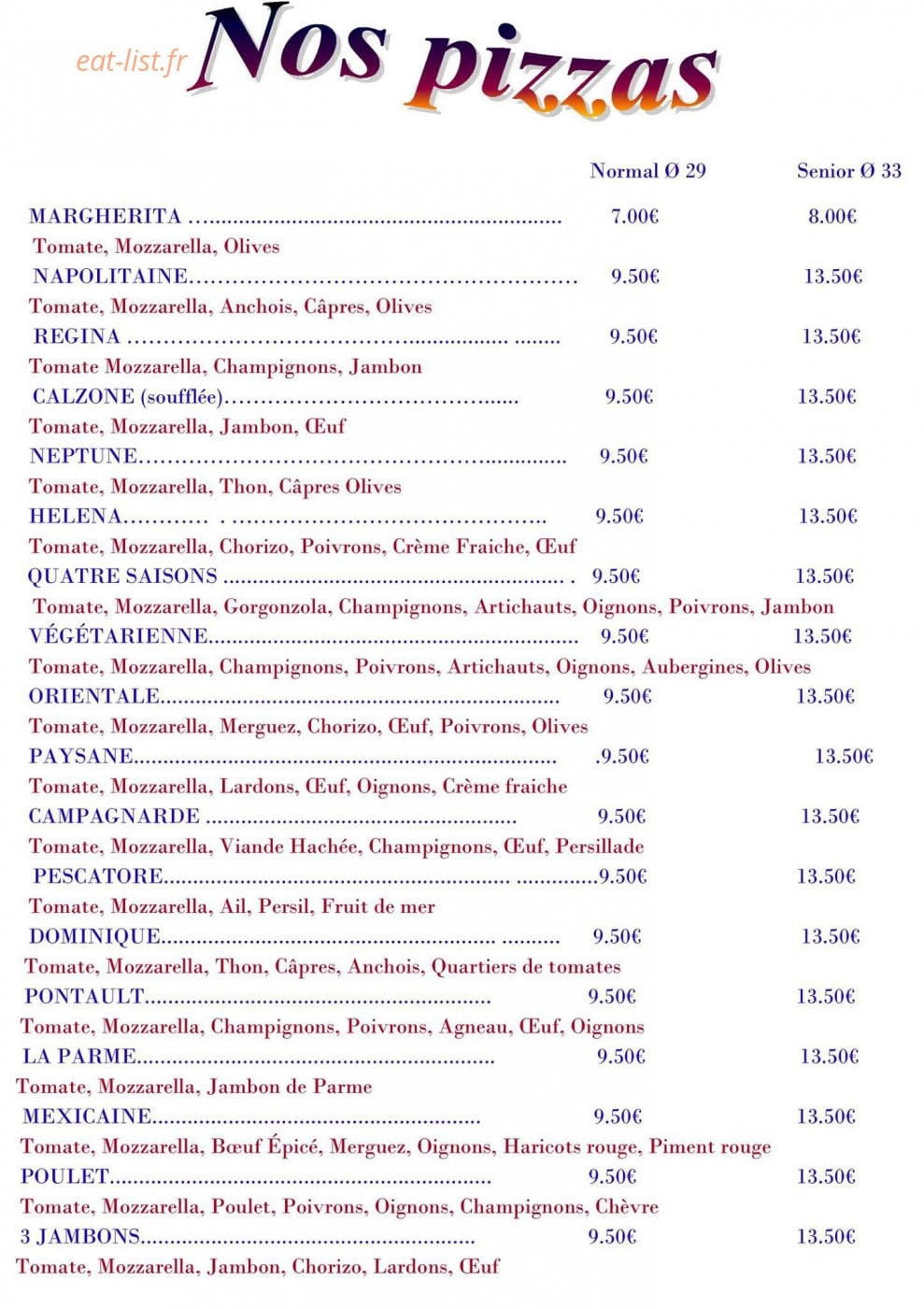 Pontault Pizza — carte page 5
