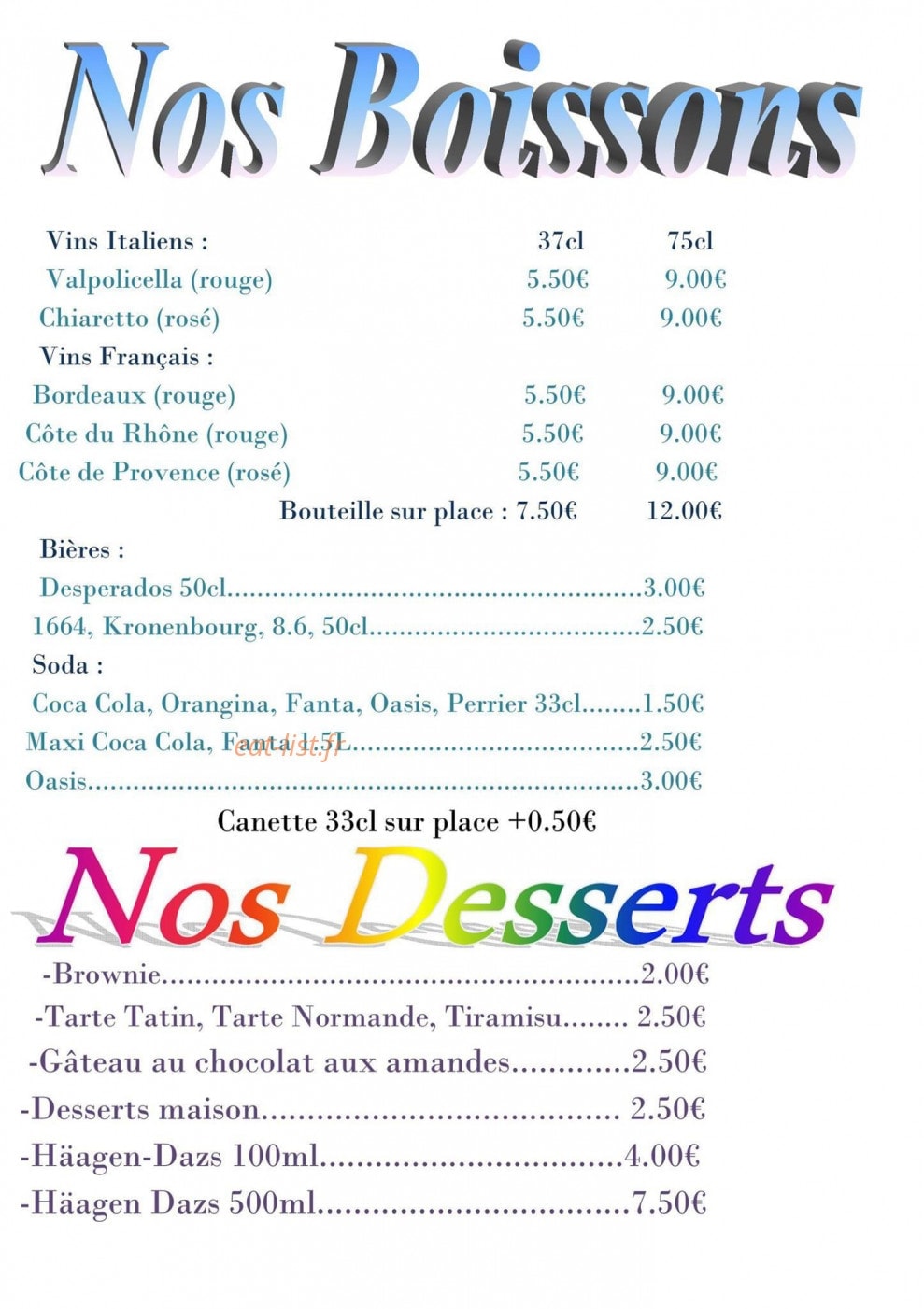 Pontault Pizza — carte page 8