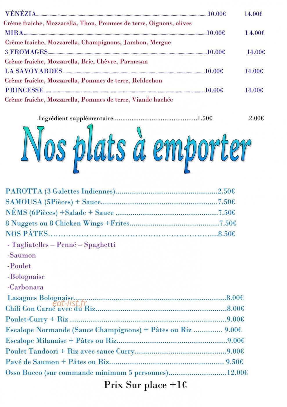 Pontault Pizza — carte page 4