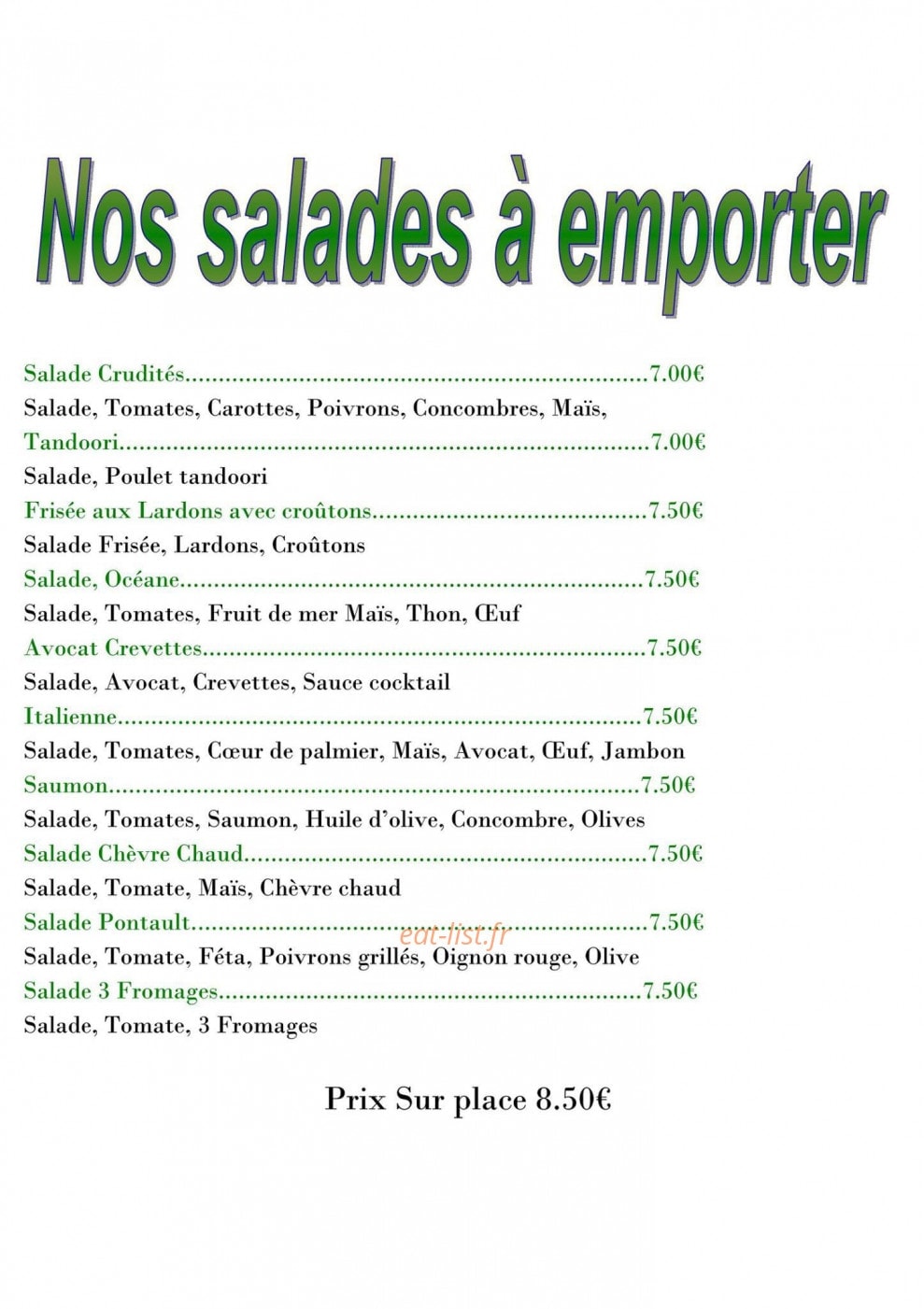 Pontault Pizza — carte page 3