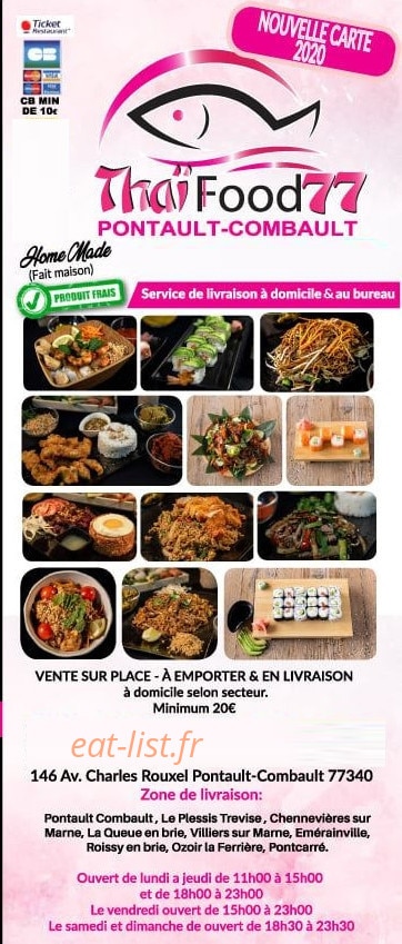 Thaï Food 77 — carte page 1