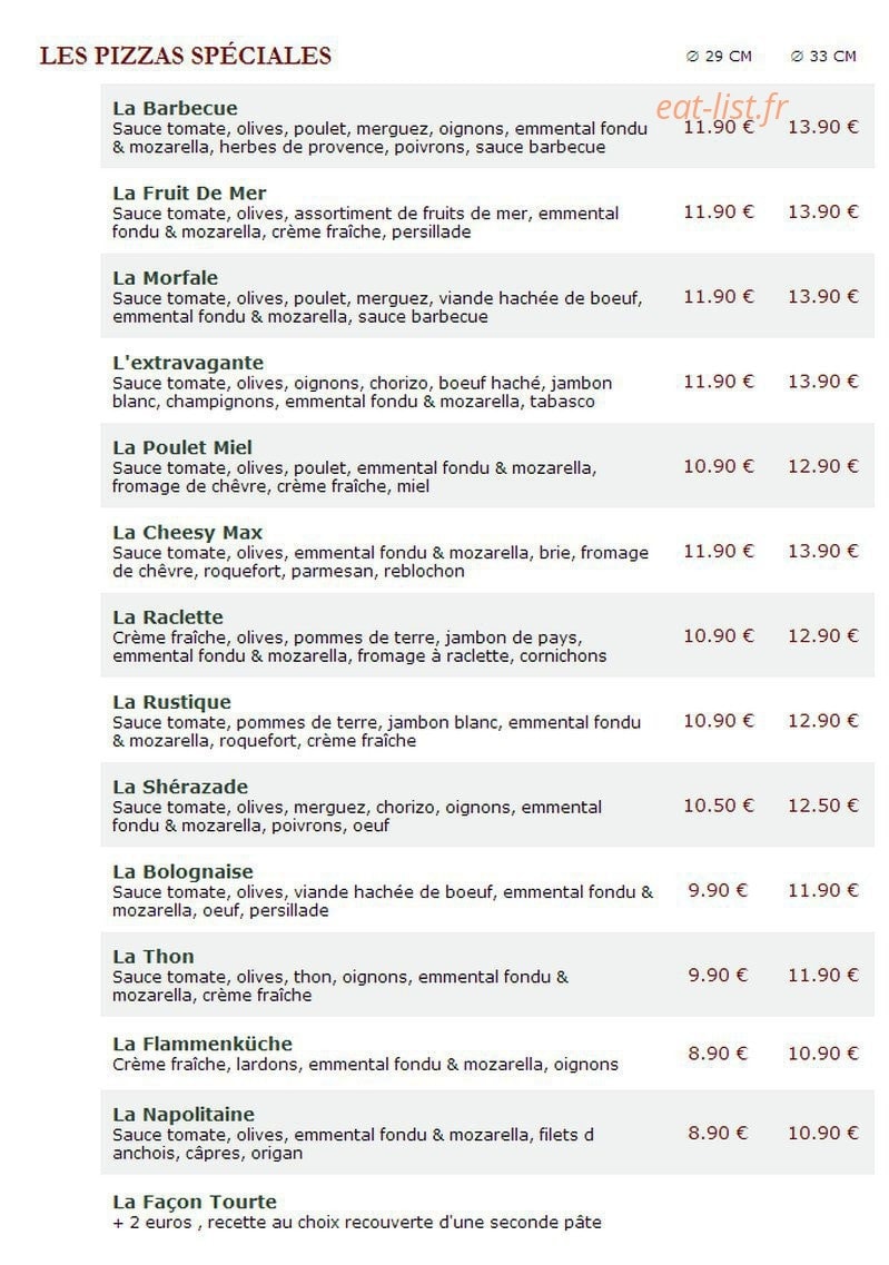 Le Kiosque à Pizzas — carte page 2