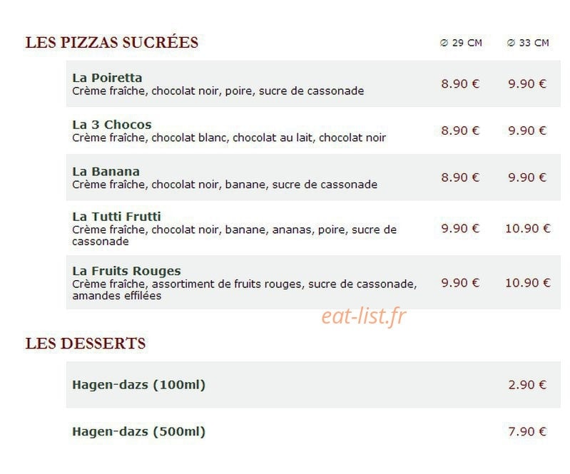 Le Kiosque à Pizzas — carte page 4