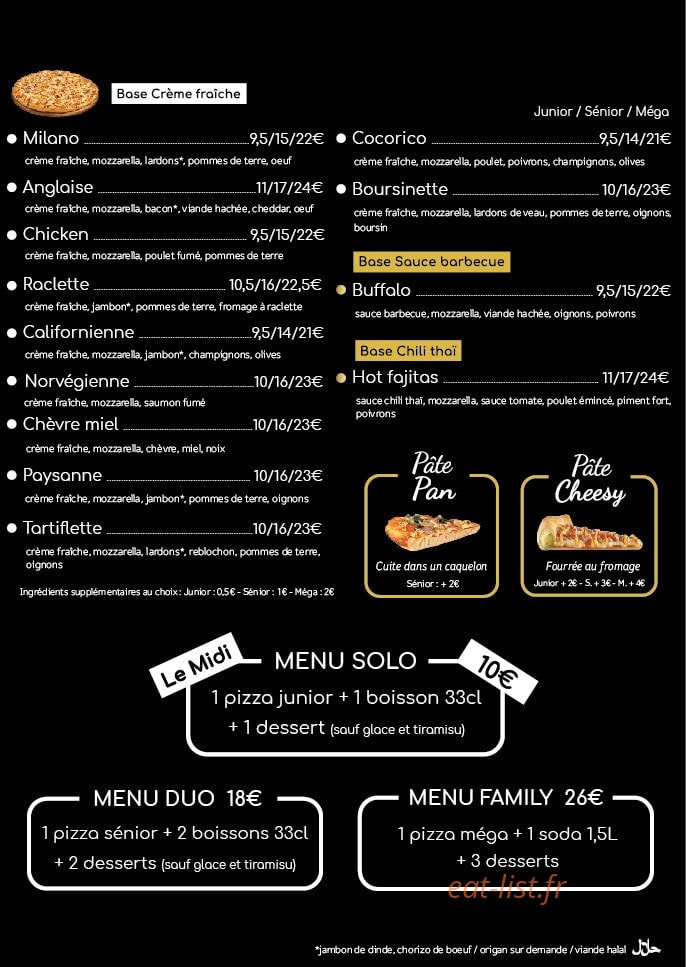 O'Palace Pizza — carte page 3