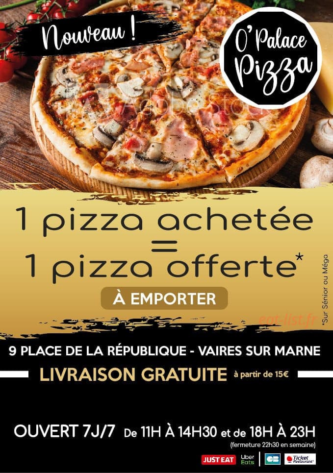O'Palace Pizza — carte page 1