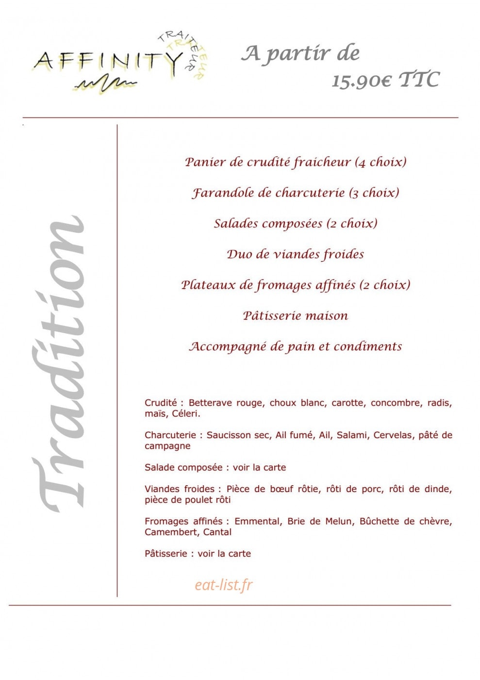 Affinity Traiteur — carte page 5