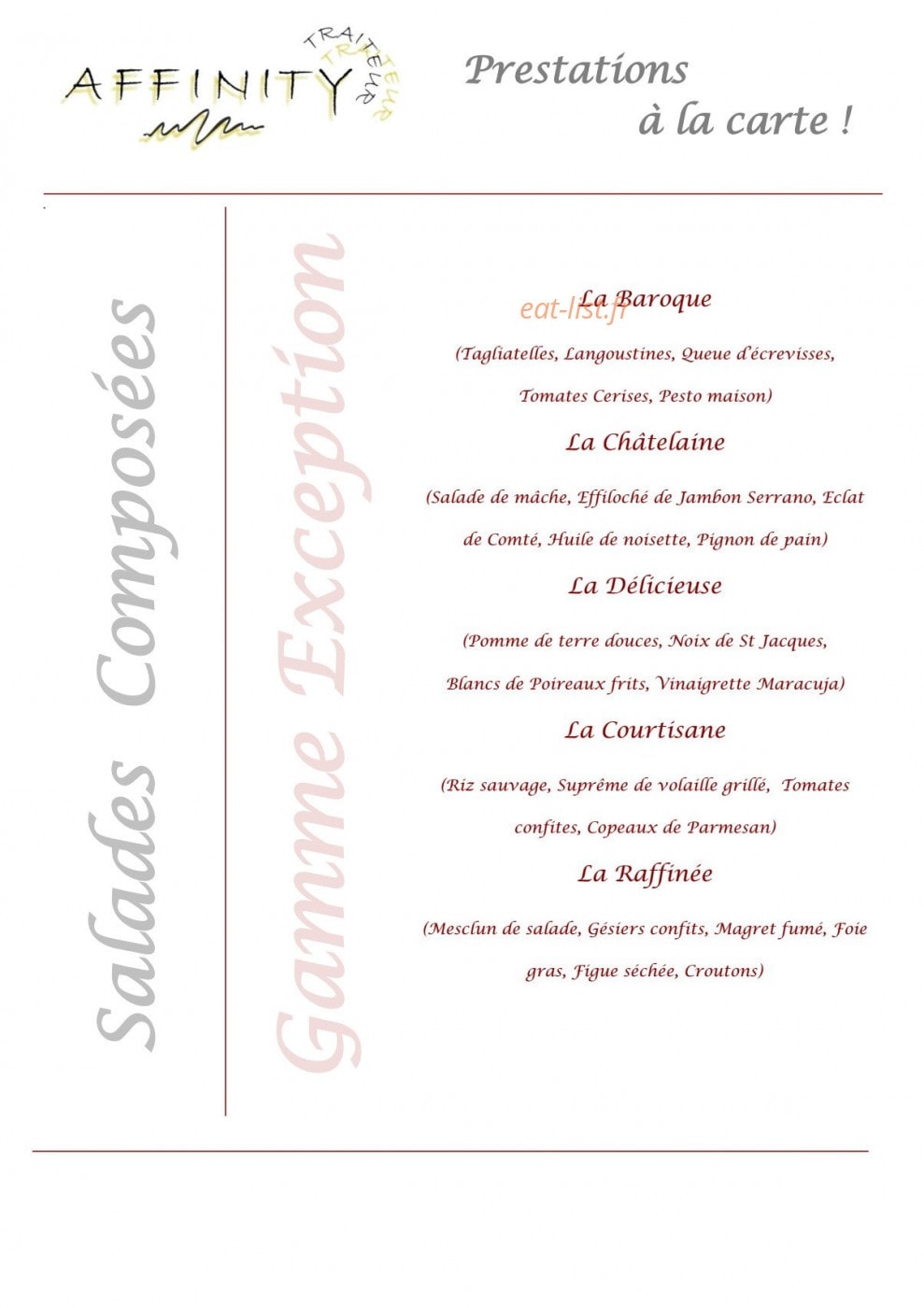 Affinity Traiteur — carte page 2