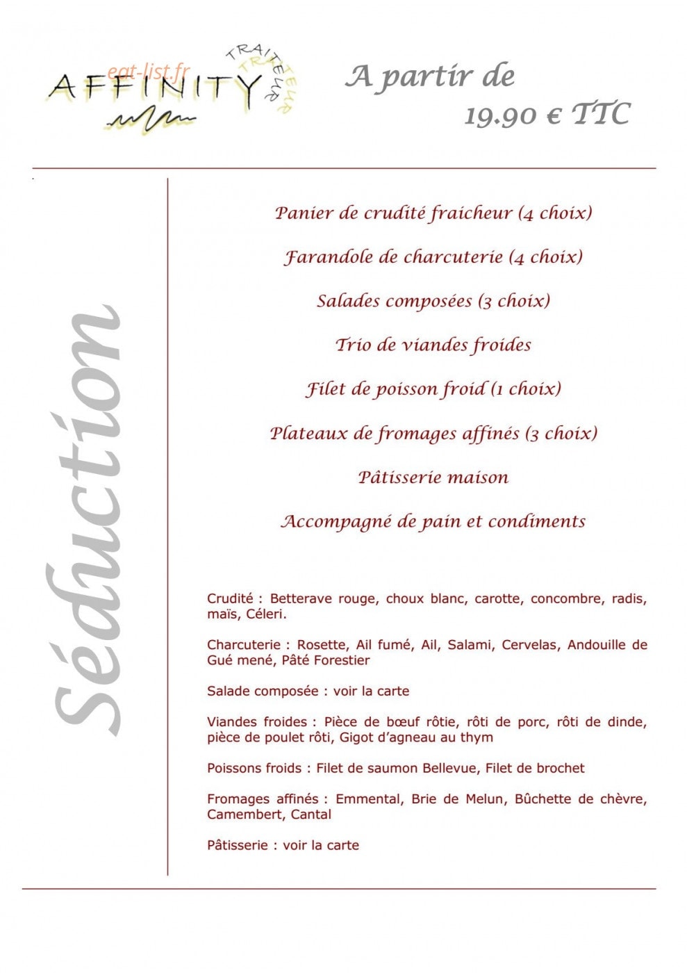 Affinity Traiteur — carte page 3