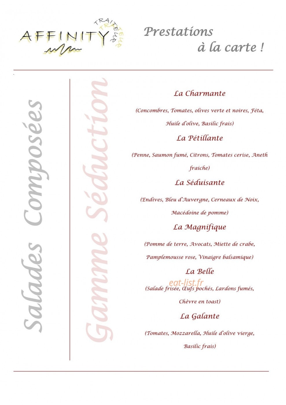 Affinity Traiteur — carte page 4