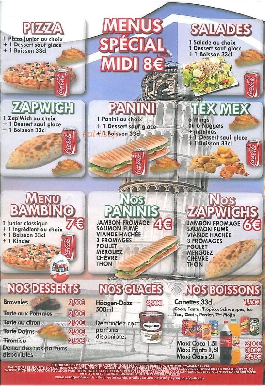 Pizza Time'z — carte page 2