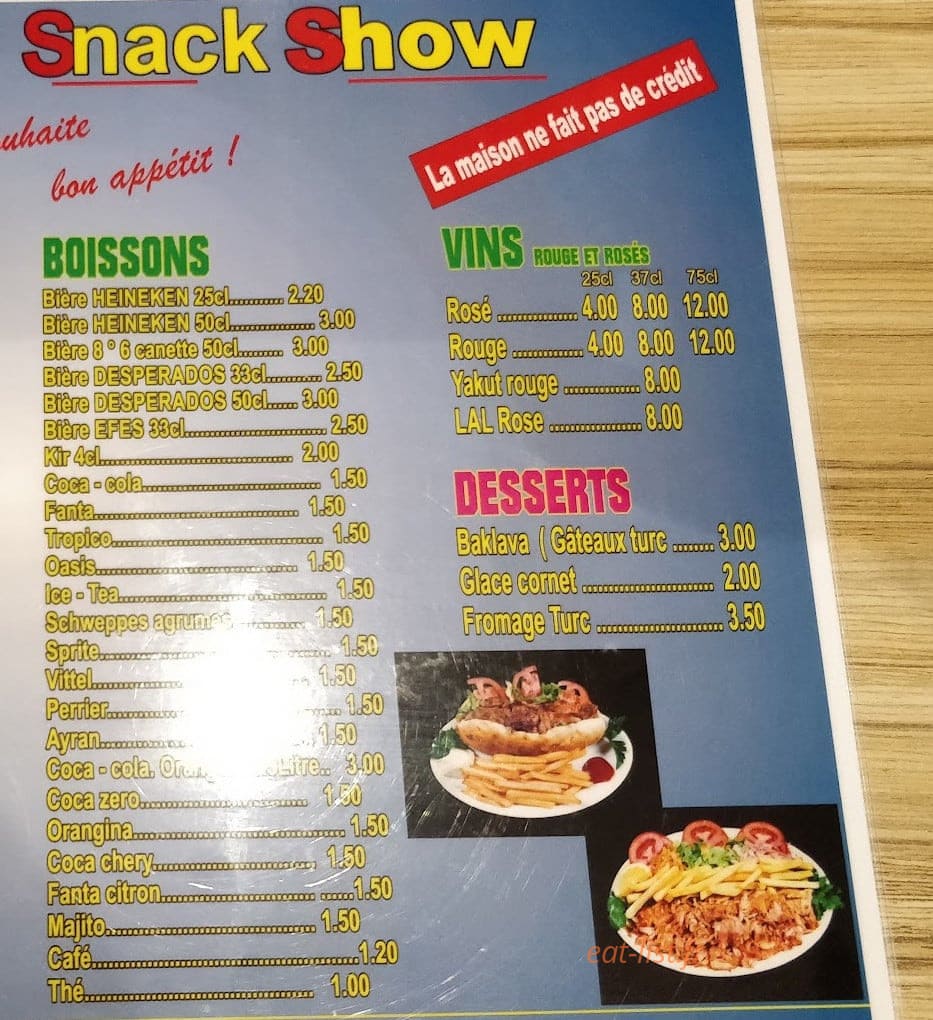Snack show — carte page 5