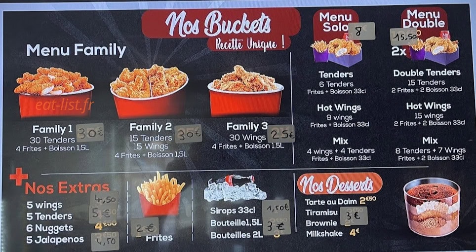 Burger Factory — carte page 1
