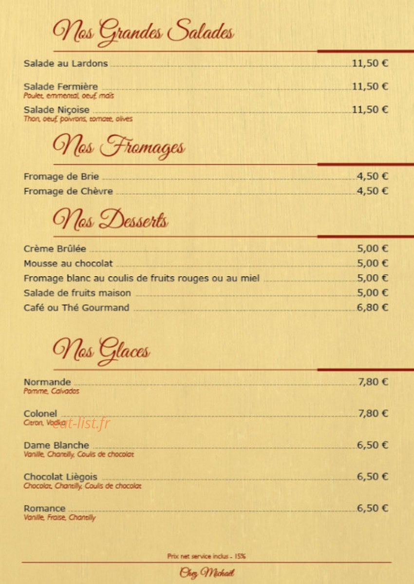 Chez Mickael — carte page 2
