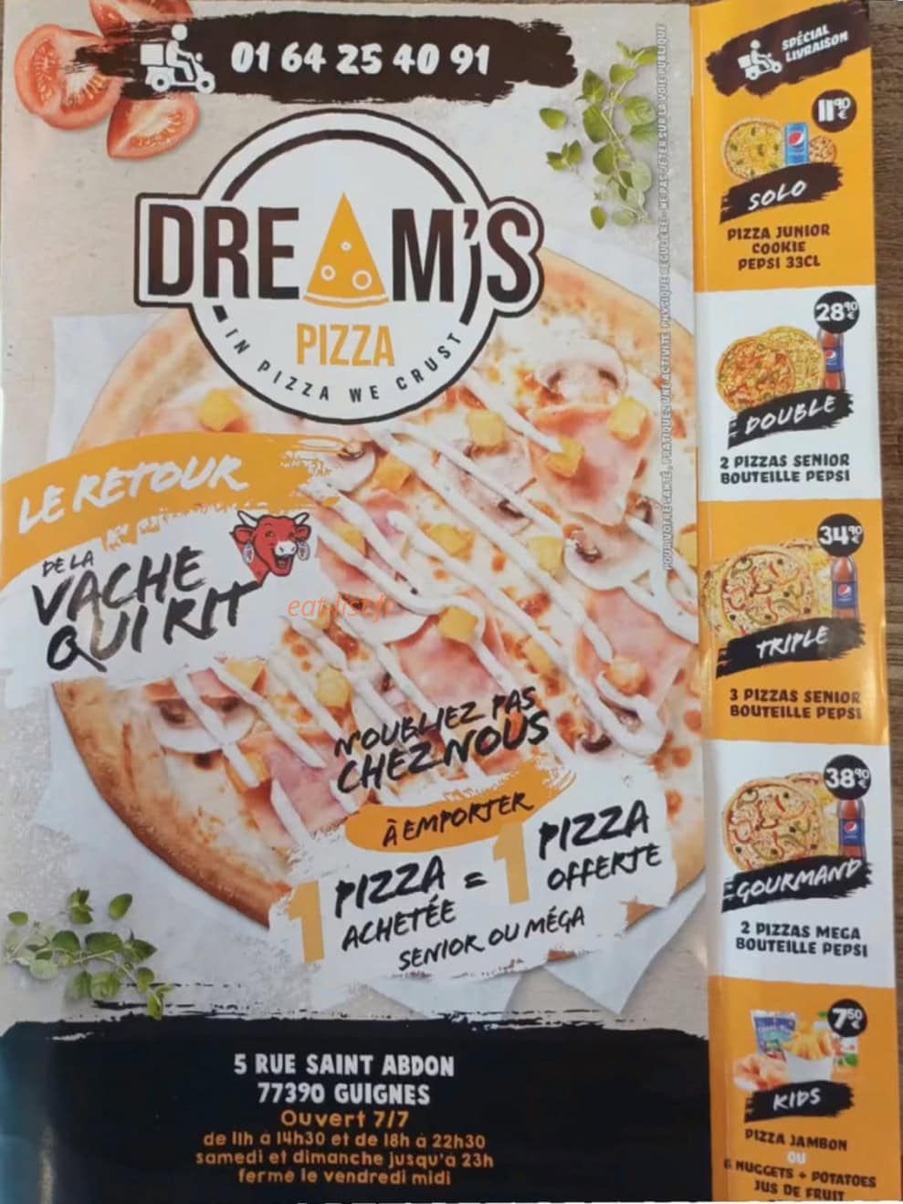Dream s Pizza — carte page 1