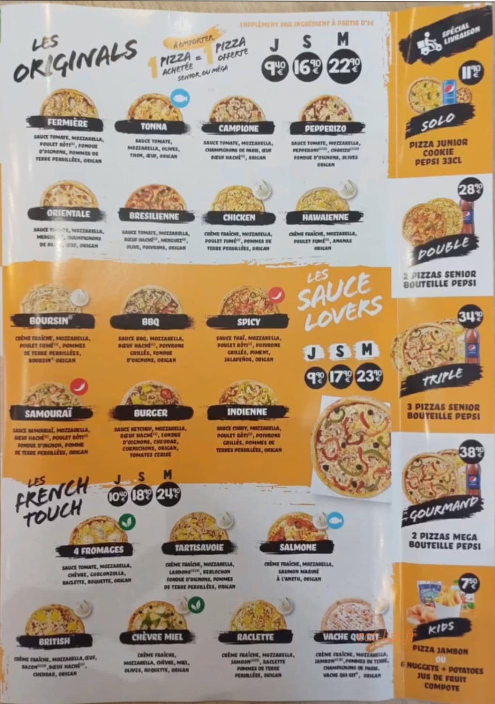 Dream s Pizza — carte page 2