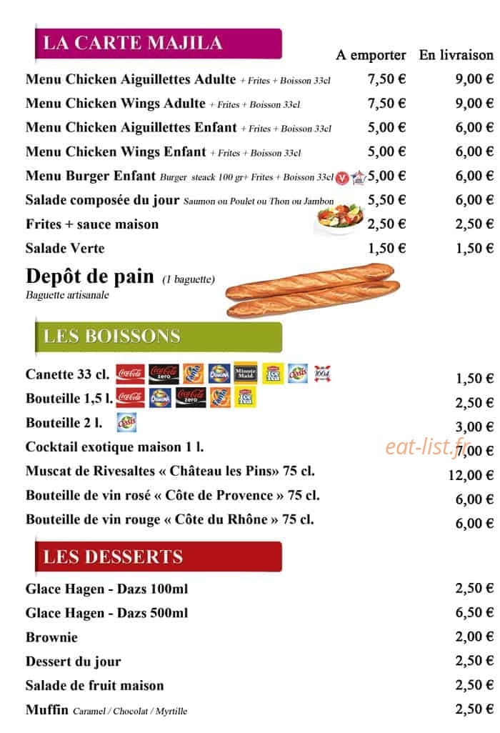Majila Pizza & Burger — carte page 6