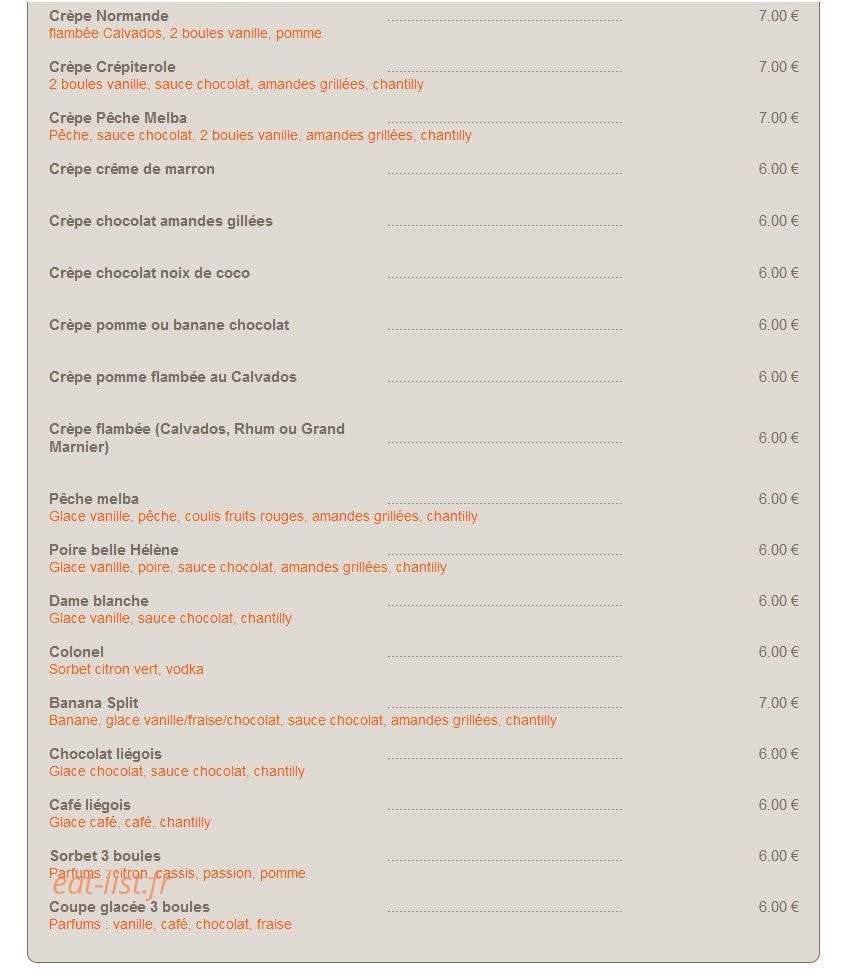 Créperie Restaurant Les Nymphéas — carte page 4