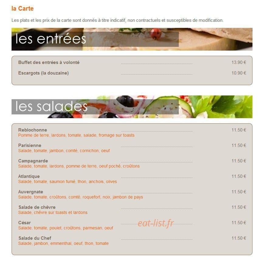 Créperie Restaurant Les Nymphéas — carte page 1