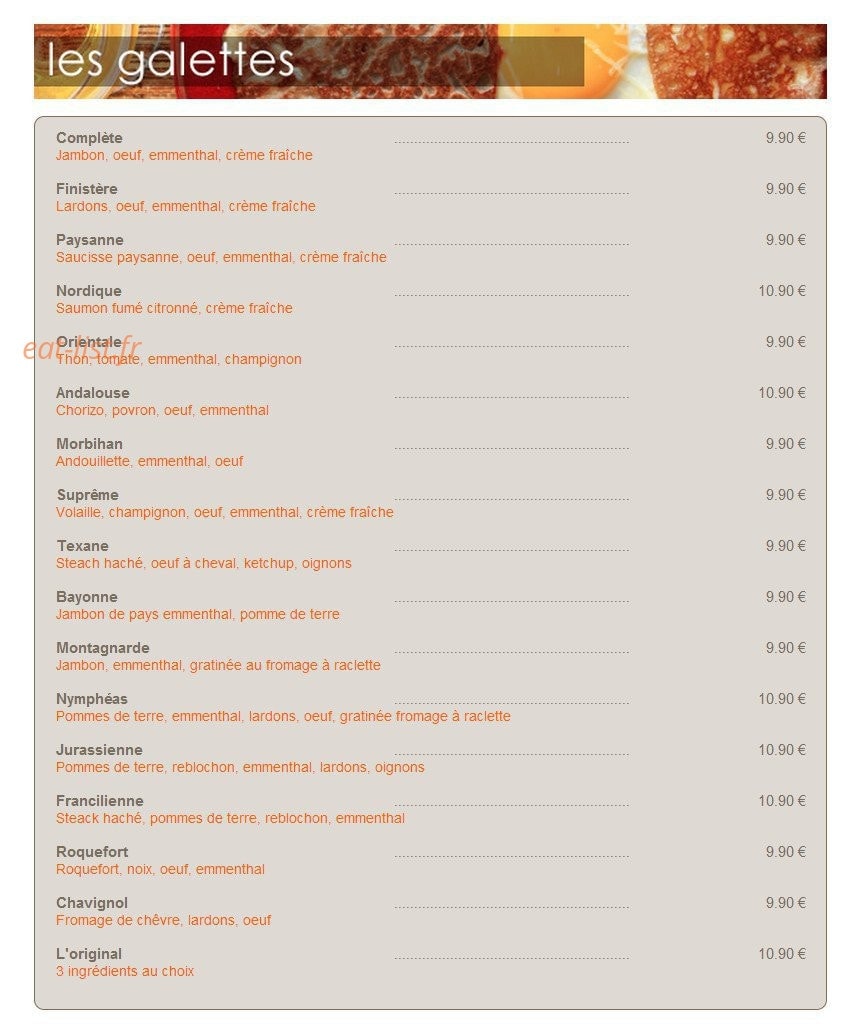Créperie Restaurant Les Nymphéas — carte page 8