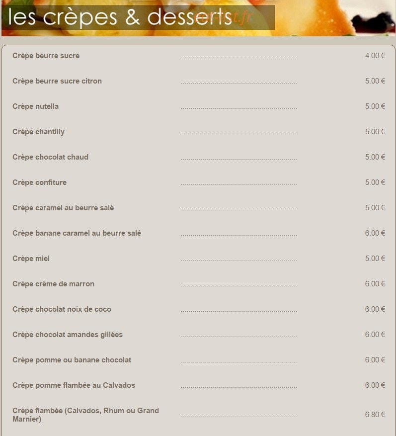 Créperie Restaurant Les Nymphéas — carte page 3