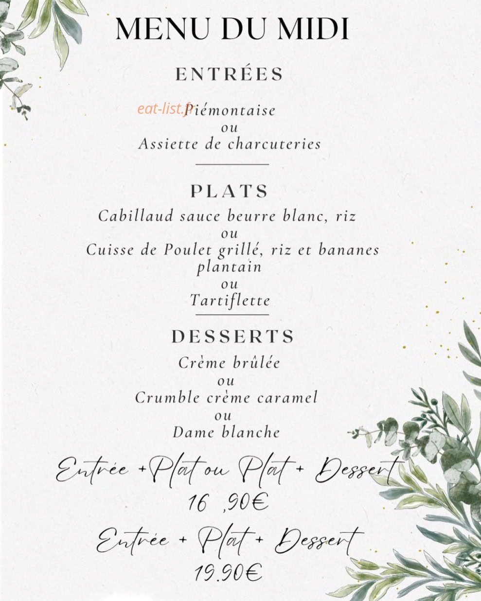 Bistrot K — carte page 1