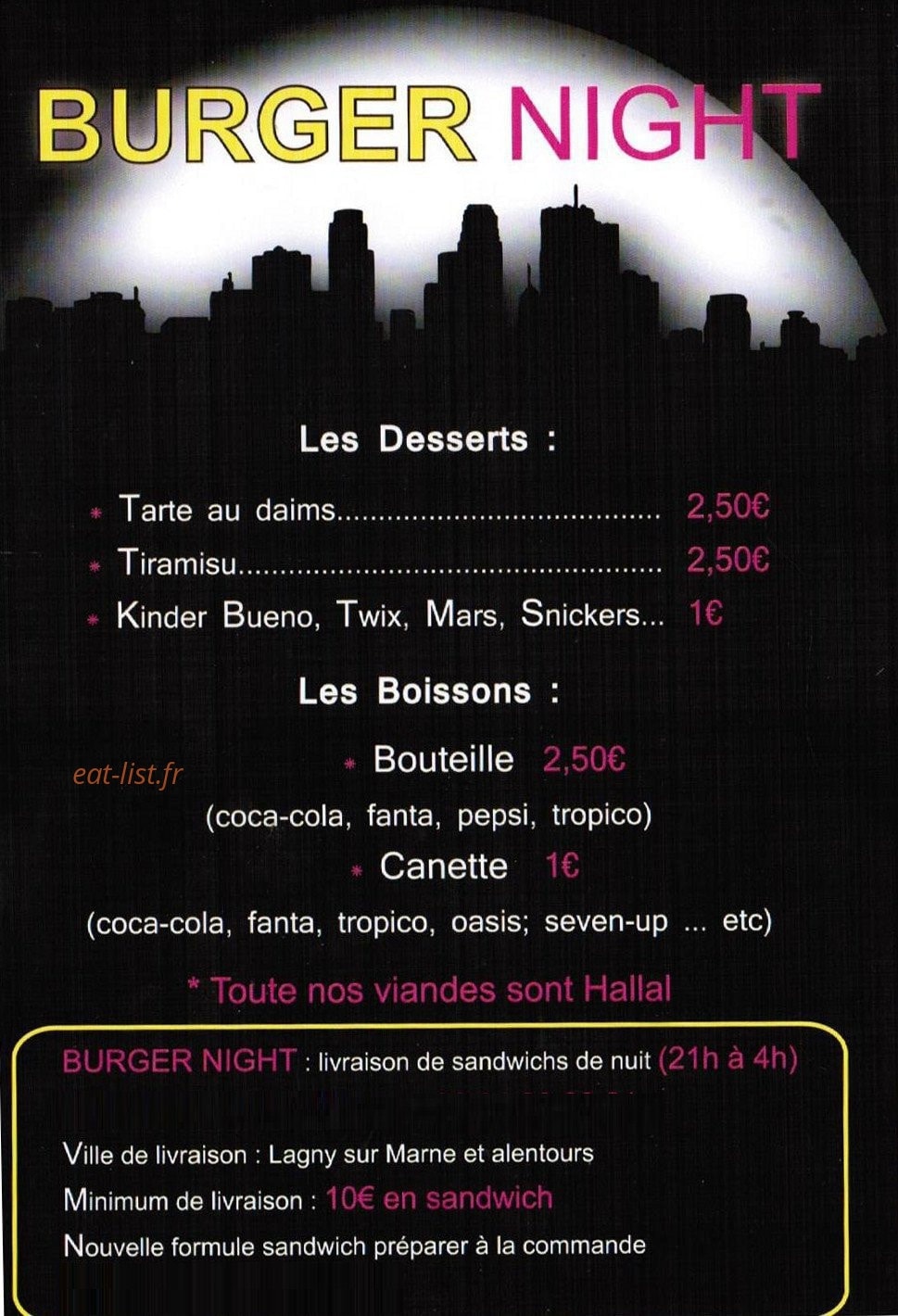 Burger Night — carte page 3