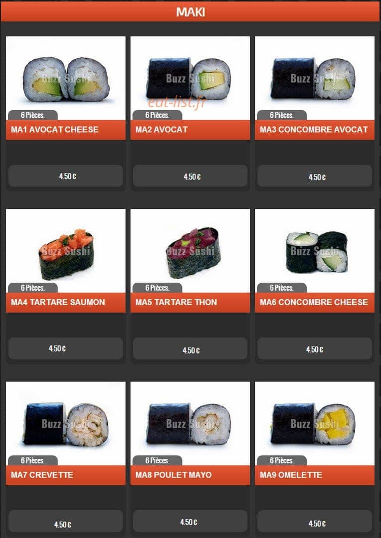 Buzz Sushi — carte page 4