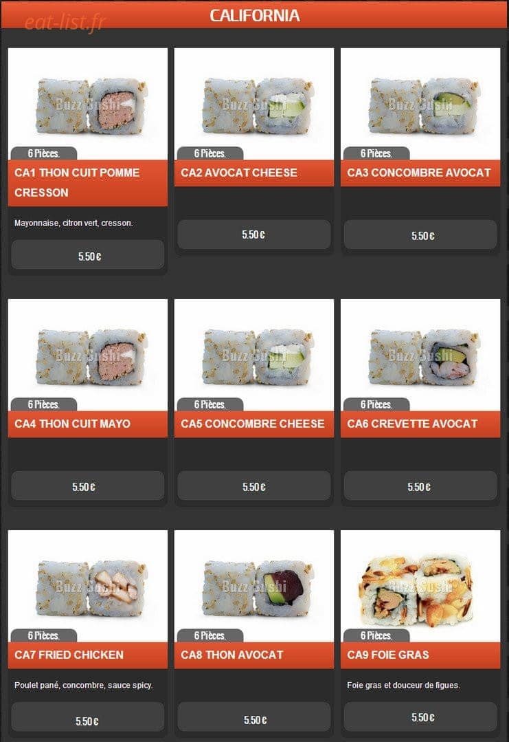 Buzz Sushi — carte page 6
