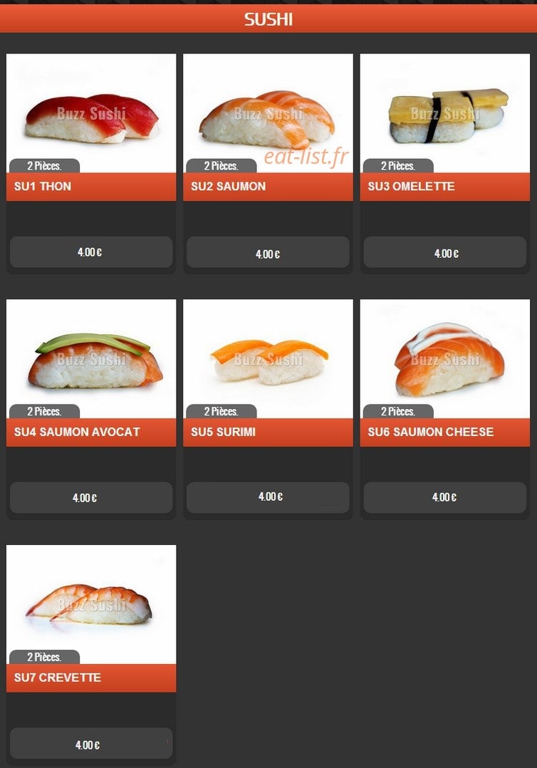 Buzz Sushi — carte page 2