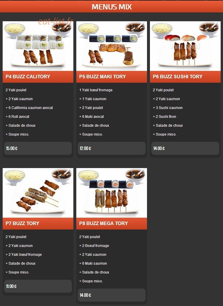 Buzz Sushi — carte page 20