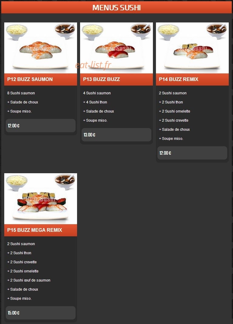 Buzz Sushi — carte page 17