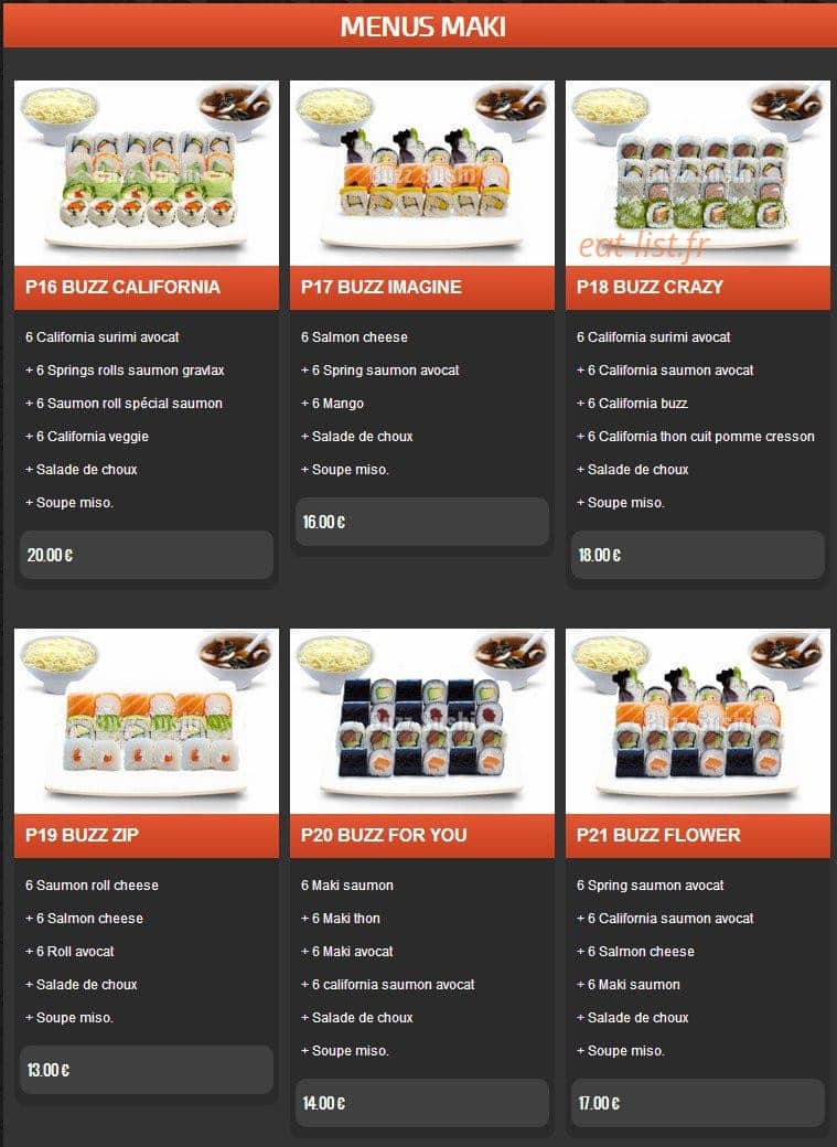 Buzz Sushi — carte page 21