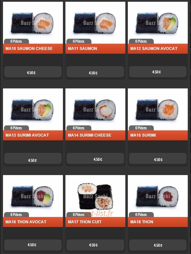 Buzz Sushi — carte page 5