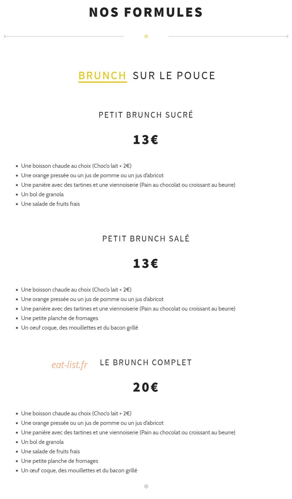 Café Mishka — carte page 1